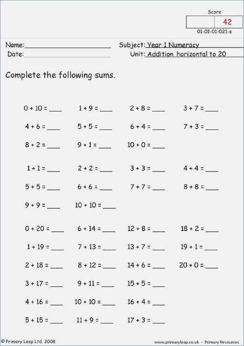 Math Facts To 20 Worksheets â Careless Me